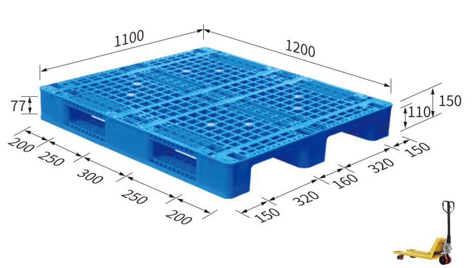 Pallet 1100x1200x150 ( grid surface, 3 runner)