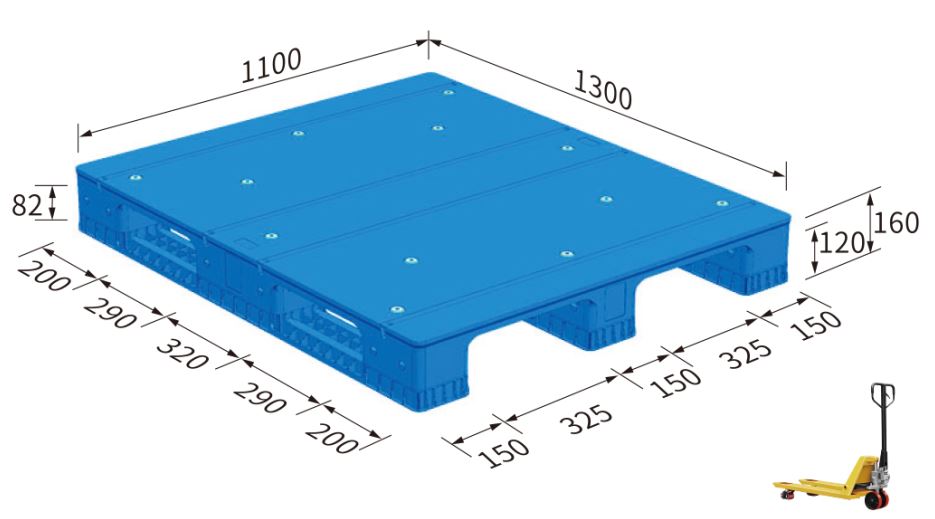 Pallet 1100x1300x150 ( Flat surface, 3 runner)