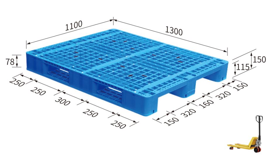 Pallet 1100x1300x150 ( grid surface, 3 runner)