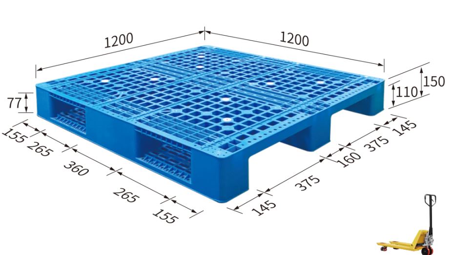 Pallet 1200x1200x150 (3 runner, Grid surface)