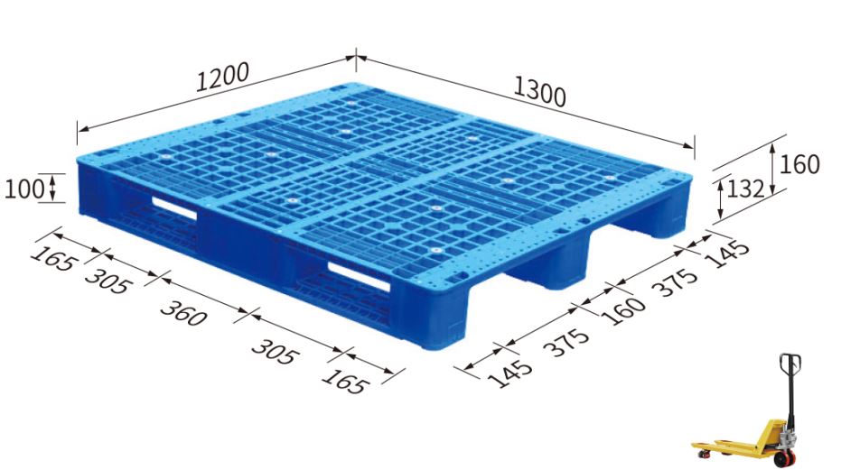 Pallet 1200x1300x150 ( grid surface, 3 runner)