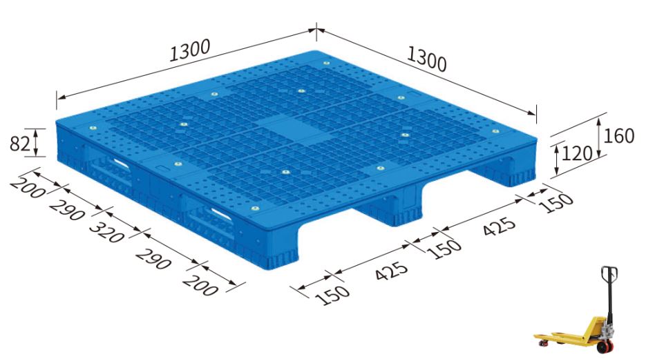 Pallet 1300x1300x160 ( grid surface, 3 runner)