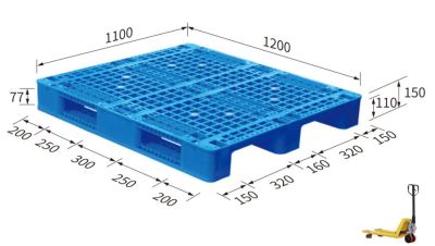 Pallet 1100x1200x150 ( grid surface, 3 runner)